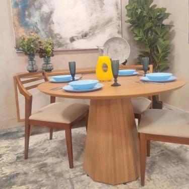 Imagem de Mesa de Jantar Cone Base Mel Oitavada Tampo Redondo 1,00m Laminado **s