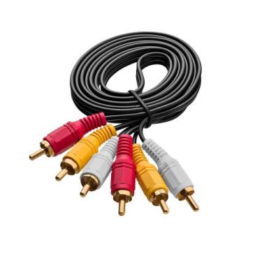 Imagem de Kit 2 Cabo 3 Rca X 3 Rca Ecooda Áudio Vídeo 1,5m DVD Player Vídeo Game