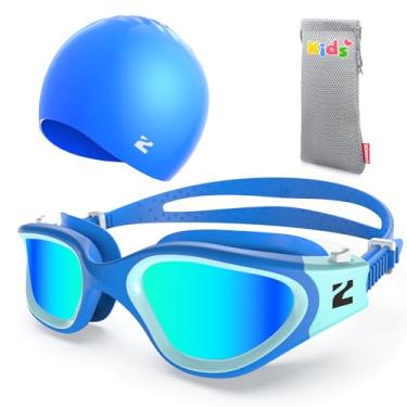 Imagem de ZIONOR Óculos de natação infantil com tampa, G1 MINI SE Óculos de natação antiembaçamento com touca de natação de silicone para crianças