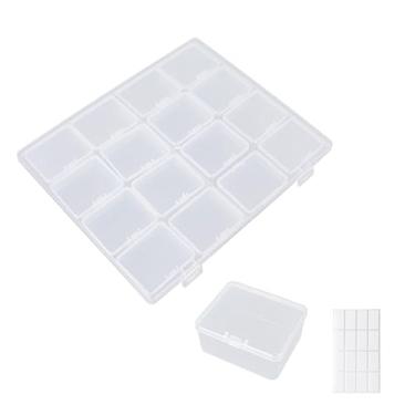 Imagem de Klmnop Caixa organizadora de contas, 64 caixas organizadoras de contas de plástico pequenas com tampa articulada e 80 etiquetas, mini recipientes de armazenamento transparentes para fazer pulseiras