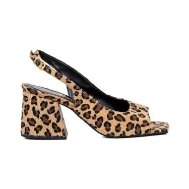 Imagem de Sandália Feminina JJOJO Cecília Peep Toe Salto Medio Grosso Moderno