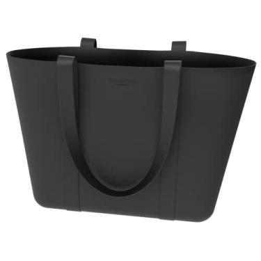 Imagem de Bellwood Bolsa de ombro de silicone para compras, compras, praia, piscina, acampamento, minimalista, à prova d'água, lavável, Preto, Large