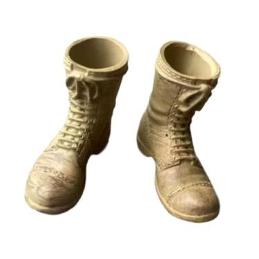 Imagem de menolana Botas de cano curto em escala 1/6, acessórios para fantasias de figuras em miniatura, sapatos de trabalho retrô, sapatos de salto baixo para bonecos