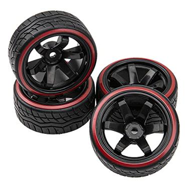 Imagem de HIRCQOO Hard Plastic Wheel Rims & Plastic Tires 12mm Hex Compatible with Traxxas HSP Tamiya Kyosho Himoto 1/10 RC Drift Car (Style 1)