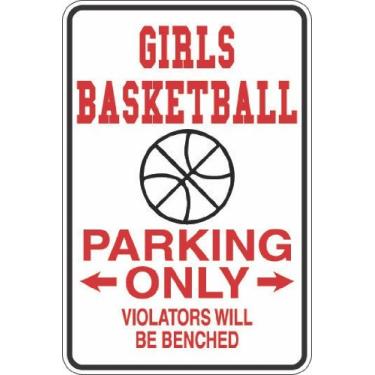 Imagem de StickerPirate Girls Basketball Parking Only 20,32 cm x 30,5 cm Placa de metal novidade de alumínio S295