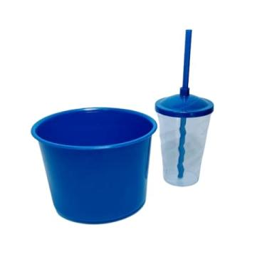 Imagem de Kit 30 Cinema Cristal Balde Pipoca 1,5L + Copo Twister 400ML - festas - aniversário - Lembrancinhas (AZUL ROYAL/CRISTAL)