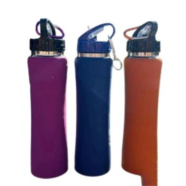 Imagem de Kit 2 garrafas térmicas 750ml inox tampa vedada com alça mantém bebida