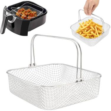 Imagem de Cesta de fritadeira a ar, acessório para fritadeira a ar 5,8 QT, cesta de malha com alça, cesta quadrada de aço inoxidável para fritadeira a ar instantânea de 6 QT, adequada para Instant Vortex Plus