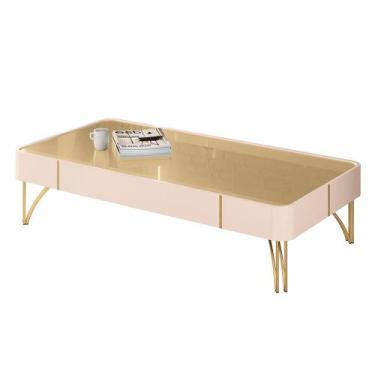 Imagem de Mesa de Centro Cadenza Decorativa Pés de Aço MDP/MDF Off White/Champag