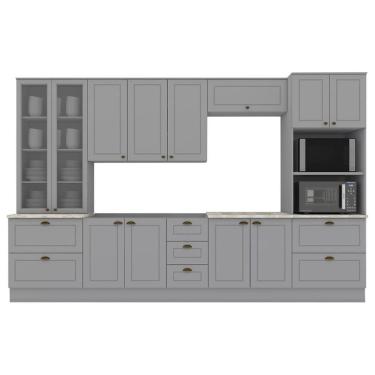 Imagem de Cozinha Modulada 7 Pecas 343 Cm Ce172 Americana Henn Cinza Calcare