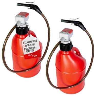 Imagem de Pacote com 2 unidades de bomba de parada automática TERA PUMP TRFA01-XL 4 AA - Inclui 4 acessórios para latas de gasolina/latas de corrida mangueira de 1,3 m de comprimento [2,3 GPM] Taxa de
