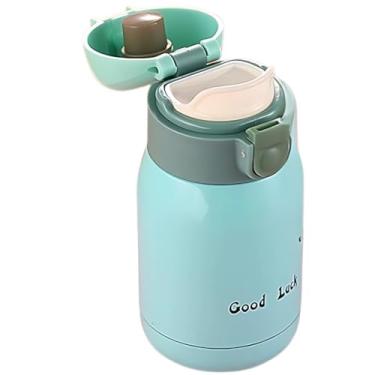 Imagem de Garrafa Térmica Pequeno Inox com Tampa Antivazamento | Compacto e Elegante | Ideal para Bolsa, Lancheira, Mochila e Viagem | Mantém Quente e Frio | 200ml | Ideal para chá, café e suco. (Verde água)