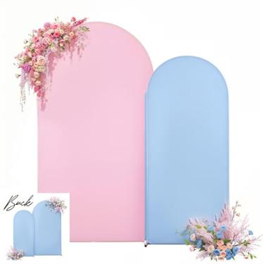Imagem de Capas de fundo em arco rosa e azul, 2 m, 1,8 m, revelação de gênero, chá de bebê, foto de casamento, chá de panela, festa de aniversário, arco, conjunto de 2 elastano