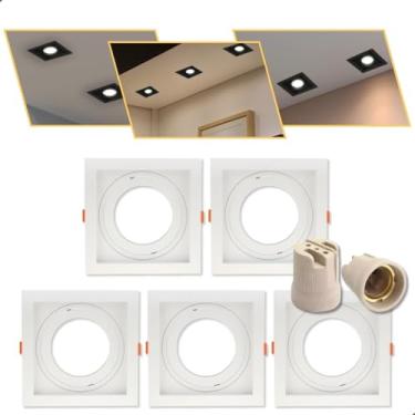 Imagem de Kit 10 Spot Embutir Led Recuado Quadrado Direcionável Par20 Branco S/Lâmpada