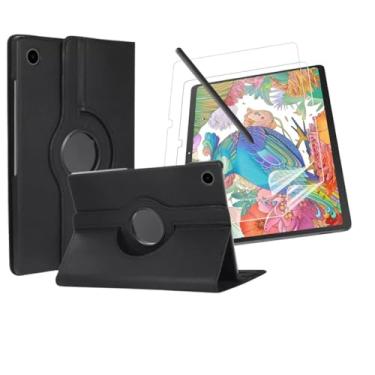 Imagem de Capa Capinha Carteira Preta Giratória + Película Premium Cerâmica Paper like + Caneta Stylus Compatível Com Samsung Galaxy Tab A9 Plus Tela de 11 Polegadas - (BLUEPINK)