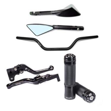 Imagem de Kit Guidão Esportivo Manopla Fenix Manete Retrovisor Cb250f Twister - 