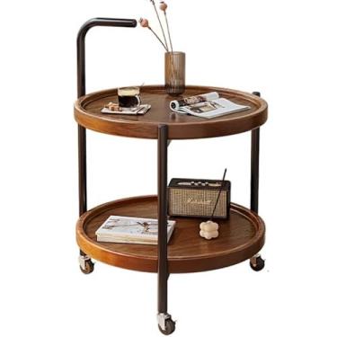 Imagem de 1 mesa de madeira, mesa de centro rústica de 2 níveis, mesas de centro de montagem fácil, móveis modernos de madeira para sala de estar (tamanho: 60 cm P x 60 cm L x 69 cm A (59,9 cm P x 23,6 L x 18,9