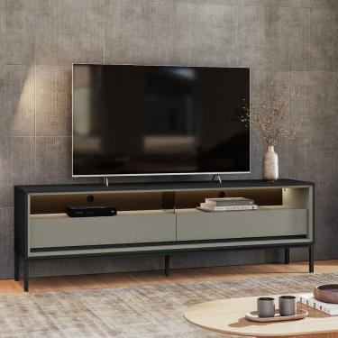 Imagem de Rack Industrial Fusion para TV até 65 Polegadas 2 Gavetas 180cm com Iluminação em Led - Olivar Móveis