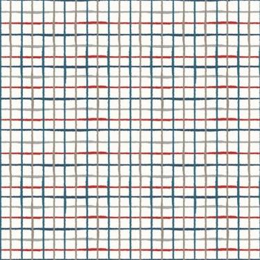 Imagem de Papel De Parede Revoada Xadrez Aquarela Azul, Cinza E Vermelho 4424