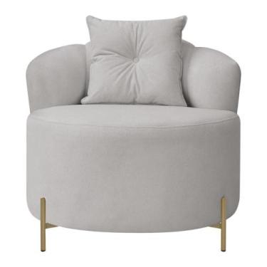 Imagem de Poltrona Orgânica Grecia Redonda Pés Em Metal Bouclê Cinza - SOFA STOR