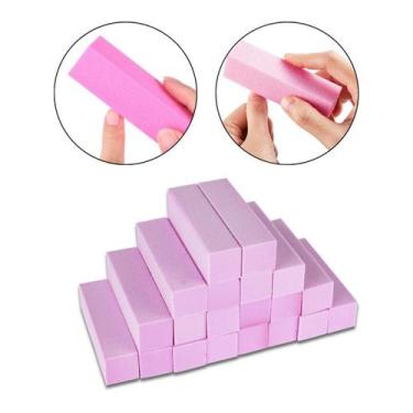 Imagem de Kit 20 Lixa Bloco Rosa Polidora Fecha Poros Polir Unhas - Arte Seducao