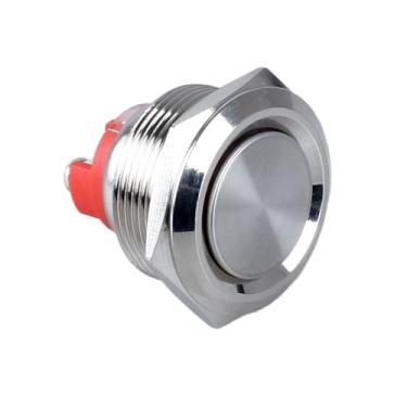 Imagem de DMWD Interruptor De Botão Pressão Metal Com Trava Resistente 22 Mm À Prova D'Água 20 A 12 V 24 110 Liga/Desliga 1 Nº 2 Terminais Parafuso Para Furo Montagem 7/8" Sem Led Barco Marinho E Caminhão