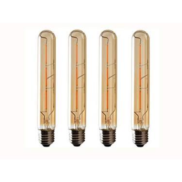 Imagem de T9/T185 Vintage Edison Lâmpadas LED T185 3W Dimmable LED Edison Lâmpada Antiga Base E27 2300K Branco Quente T185 Lâmpada LED Filamento Luz, Tampa de Vidro Âmbar, Pacote com 4
