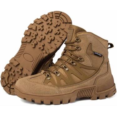 Imagem de Botas Táticas Impermeáveis Outdoor Me's, Botas Táticas De Combate Respiráveis De Cano Médio, Botas Leves Hikig Walkig Para Hikig Trekkig Desert, Brown, 9.5 UK