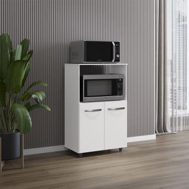 Imagem de Armário Balcão Multiuso para Cozinha Micro-ondas e Forno Tais 02 Portas Branco Moblis