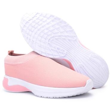 Imagem de Tênis Slip On Unissex Estilo Meia, Malha Knit, Solado EVA, Disponível em Preto, Branco e Rosa (Rosa, BR, Adulto, Numérico, 34)