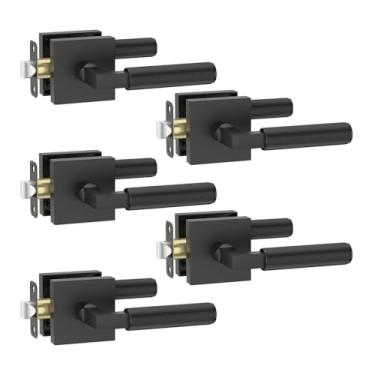 Imagem de Amerdeco Pacote com 5 maçanetas de porta de passagem em preto fosco, maçanetas resistentes sem travamento para hall, armário, área de escritório, shopping centers AM0021