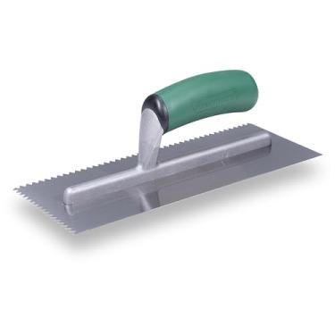 Imagem de BARWALT Espátula entalhada UltraGrip, entalhes em forma de V 1/4 x 3/16 polegadas, ferramentas de azulejo de lâmina de aço temperado, BWT71011