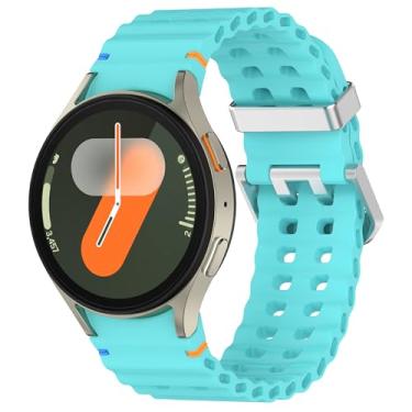 Imagem de Sodhad Pulseira de silicone macio compatível com Samsung Galaxy Watch 7 de 44 mm e 40 mm e pulseiras esportivas respiráveis para Galaxy Watch 7 6 5 4 de 44 mm e 40 mm / 6 Classic de 43 mm 47 mm / 5