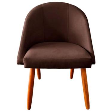 Imagem de Cadeira Poltrona Decorativa Lua Veludo Marrom Para Mesa De Jantar Para