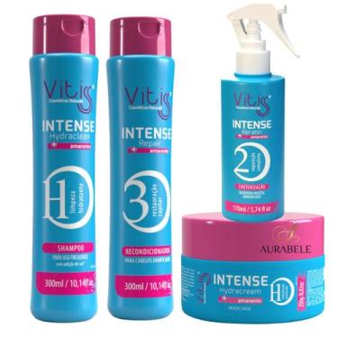 Imagem de Kit Intense Vitiss shampoo condicionador mascara keratim cabelos secos