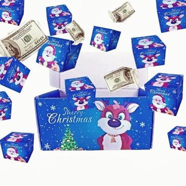 Imagem de Caixa de presente surpresa explosão para dinheiro exclusivo dobrável quicando dinheiro explosão de luxo para aniversário, Natal, dia dos namorados (10 saltos), azul