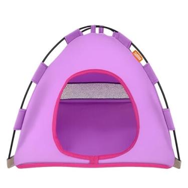 Imagem de Tenda para Cães e Gatos, Portátil, Azul, Abrigo para Animais de Estimação com Ventilação Tubline (Lilas)