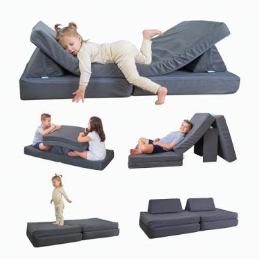 Imagem de Freso Baby Soft Play Sofá de Brincar Infantil Montessori Cinza, Sofá Modular 4 Peças, F...
