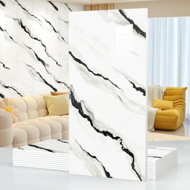 Imagem de 10 peças de painéis de parede à prova d'água para descascar e colar de mármore, azulejo Backsplash - Adesivo de parede de espuma de PVC de 60 cm x 29 cm para cozinha, salas de estar, paredes de TV de