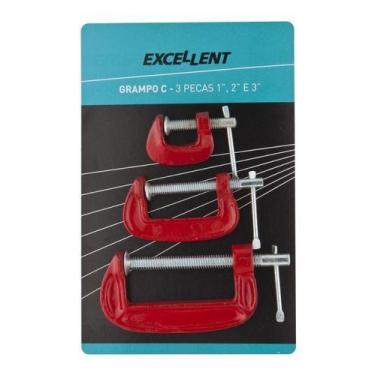 Imagem de Grampo Sargento Tipo C Kit 3 Pç 1,2 E 3 Pol P/marceneiro 3kw - EDA