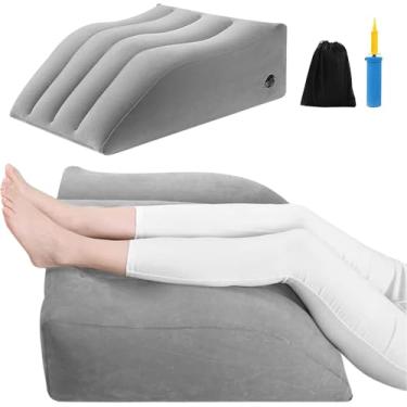 Imagem de FINYQBET Almofada Inflável para as Pernas - Travesseiro Ergonômico, Ravesseiro inflável de cunha para dormir, Travesseiro de perna portátil para inchaço, Pós-cirurgia, Circulação sanguínea