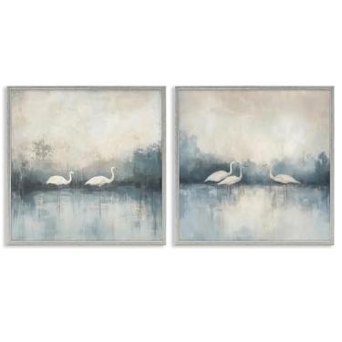 Imagem de Stupell Industries Conjunto de arte giclée emoldurado cinza Still Waters And Soft Wings de Mona Grace, 61 x 61 cm