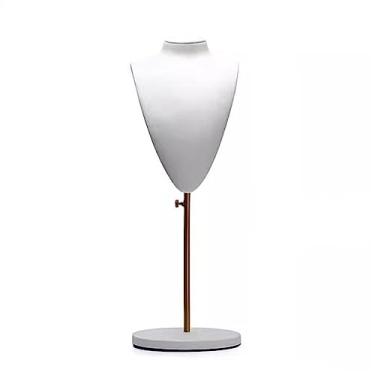 Imagem de Suporte de exibição de colar branco, suporte de colar de busto para meninas, organizador de colar de veludo, busto de manequim, altura ajustável para exibição de busto de joias para exibição de joias