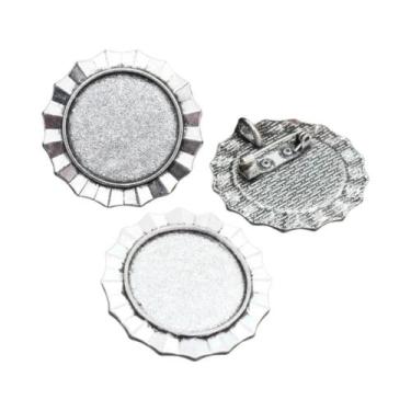 Imagem de Broche de Bronze Banhado a Prata - Estilo Folhas - 5 Peças com Base pa