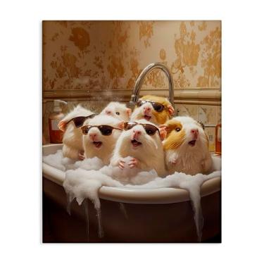 Imagem de Stupell Industries Design de arte de parede em tela de porquinhos da índia em banho de espuma por Jim Baldwin, 76 x 61 cm