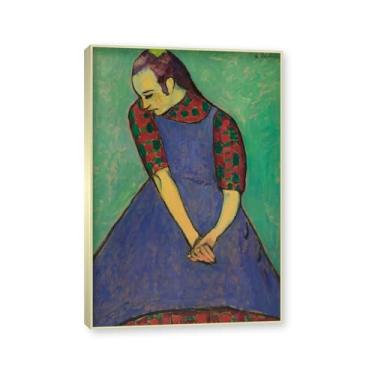 Imagem de NHLDZYH Moldura champanhe. Alexej von Jawlensky, impressão clássica, (avental azul), decoração de parede para cozinha, quarto. 80x120cm