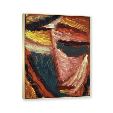 Imagem de NHLDZYH Moldura de champanhe. Impressões de arte Alexej von Jawlensky - Pintura de retrato - (Meditação 2) - Pôster de decoração de parede vintage. 40 x 50 cm - 15,8 x 19,7 pol