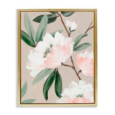 Imagem de Stupell Industries Rose Elegance Foliage Gold Framed Floater Canvas Wall Art Design por Alex Black, 21 x 17