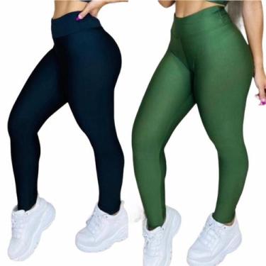 Imagem de Kit com 2 Calças Leg Suplex Feminina Fitness - NoBrand, Preto, Militar