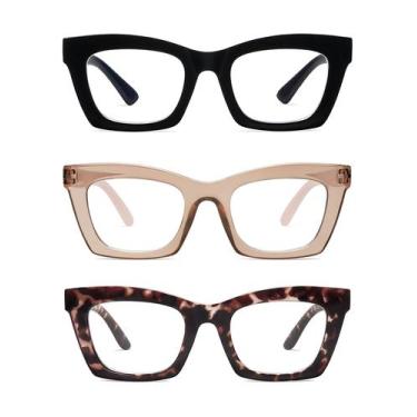 Imagem de Óculos de leitura AMOMOMA Trendy Oversized Blue Light 1.5
